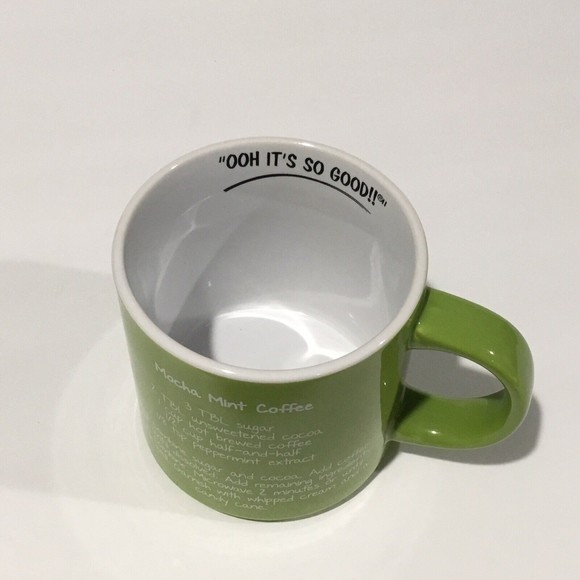 Mocha Mint Coffee Mug Recipe Big 16 oz. Tea Cup Green - Picture 2 of 7